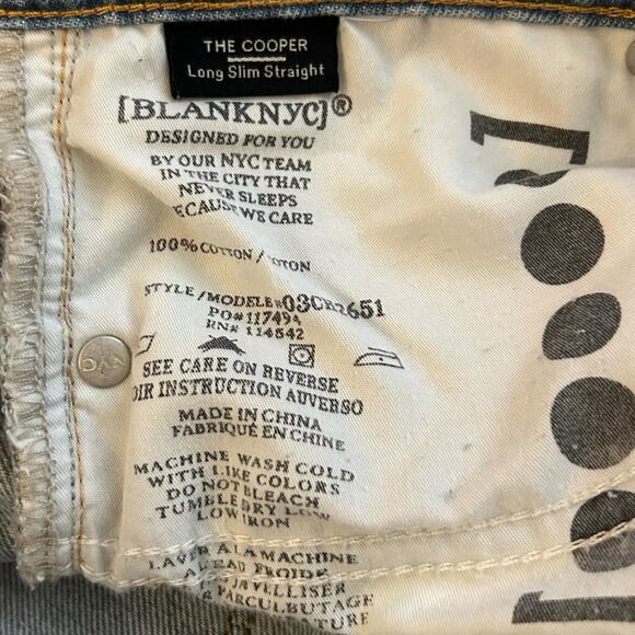 NWT BlankNYC The Cooper Long Slim Straight 100% Cotton Light Wash Denim Jeans 30 - Picture 8 of 8